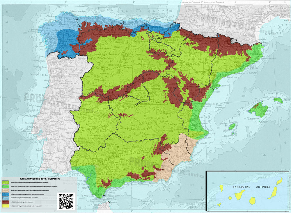 Климатическая карта Испании
