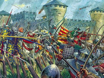 Жанна д'Арк при осаде Орлеана в ходе Столетней войны (1429 г.)