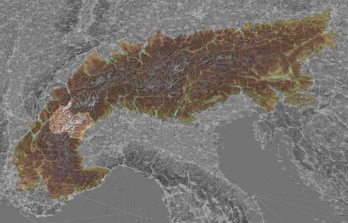 Грайские Альпы (Alpes grées) в составе Альп на карте