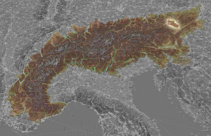 Массив Эннстальские Альпы (Alpes d'Ennstal) в составе Альп на карте
