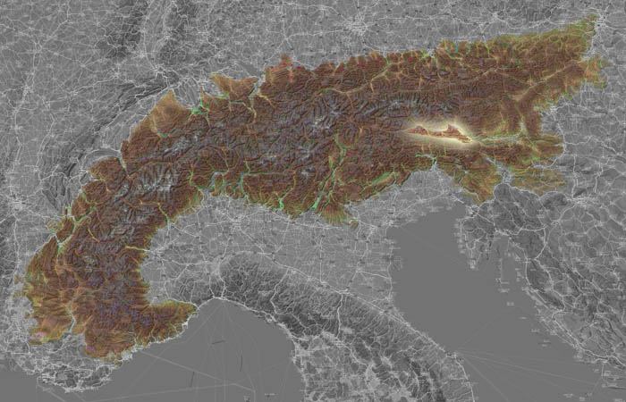 Массив Гайльтальские Альпы (Alpes de Gailtal) в составе Альп на карте