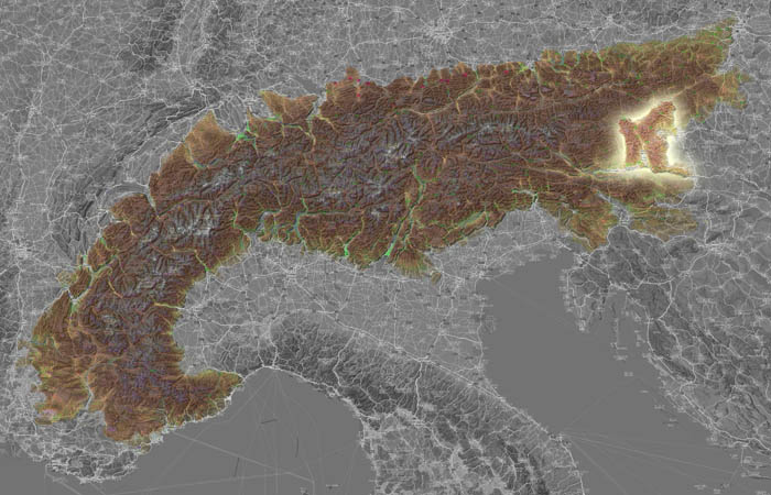 Массив Лаванттальские Альпы (Alpes de Lavanttal) в составе Альп на карте