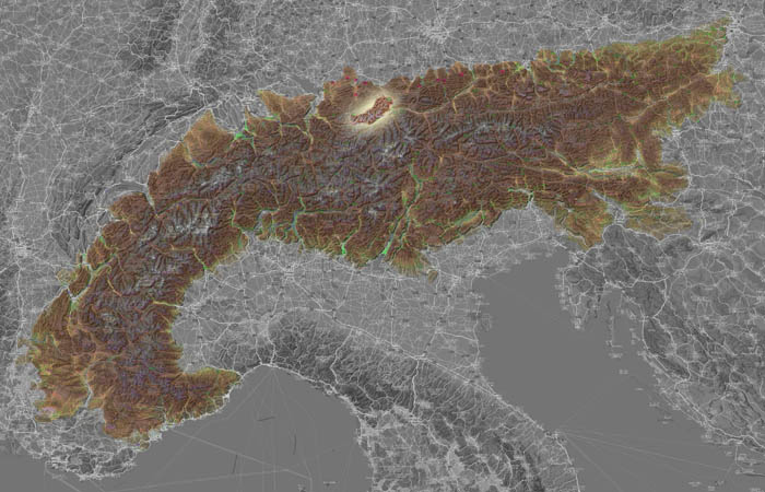 Массив Лехтальские Альпы (Alpes de Lechtal) в составе Альп на карте