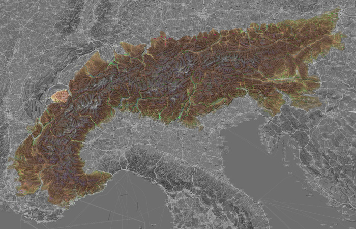 Массив Шабле (Massif du Chablais) в составе Альп на карте