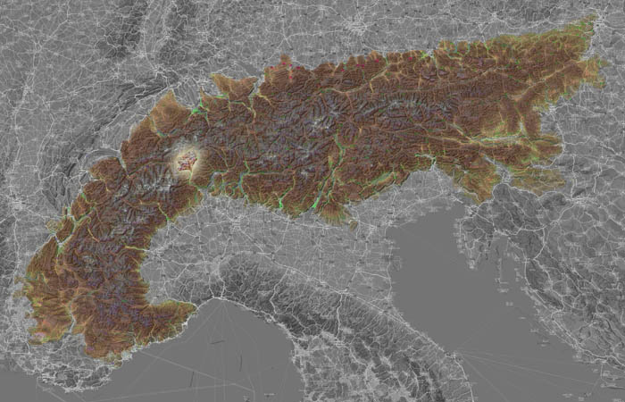 Массив Монте-Леоне  (Massif du Monte Leone) в составе Альп на карте
