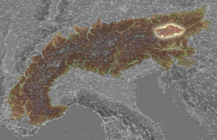 Массив Низкий Тауэрн  (Niedere Tauern) в составе Альп на карте