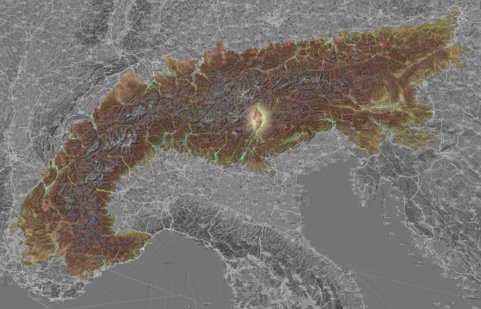 Массив Нон (Massif de Non) в составе Альп на карте