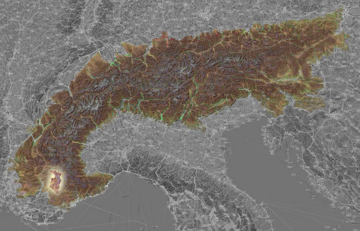 Массив Труа-Евеше (Massif des Trois-Évêchés) в составе Альп на карте