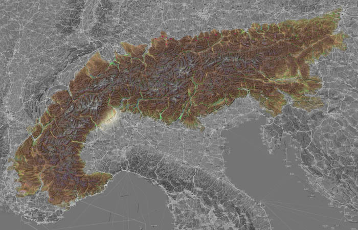 Предальпы Бьелла  (Préalpes biellaises) в составе Альп на карте