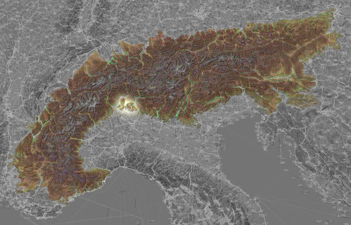 Предальпы Варесе  (Préalpes varese) в составе Альп на карте