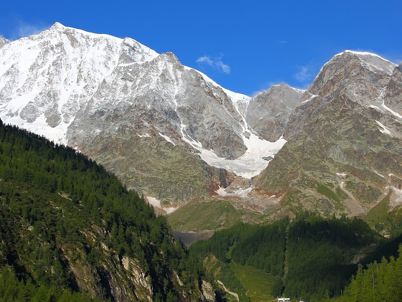 Горный массив Монте-Роза (Dufourspitze) в Альпах